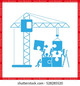 people, puzzle and crane icon vector illustration eps10.