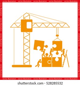 people, puzzle and crane icon vector illustration eps10.
