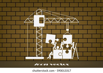 people, puzzle and crane icon vector illustration eps10.
