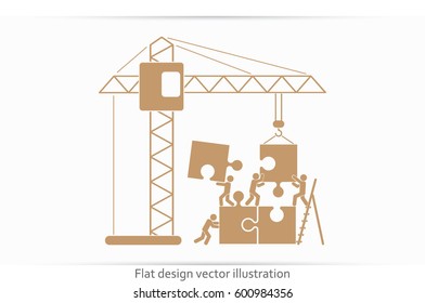 people, puzzle and crane icon vector illustration eps10.