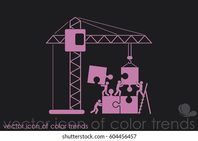 people, puzzle and crane icon vector illustration eps10.
