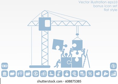 people, puzzle and crane icon vector illustration eps10.