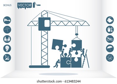 people, puzzle and crane icon vector illustration eps10.