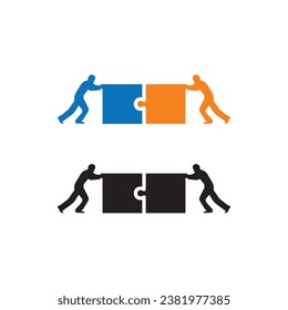 people puzzle logo icon silhouette abstract