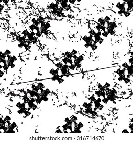 People puzzle pattern, grunge, black image on white background