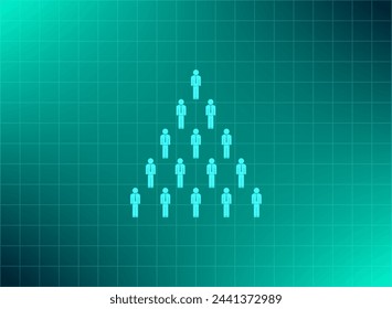 People pyramid vector illustration. Team and leader on top of pyramid.