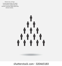 People pyramid vector illustration. Team and leader on top of pyramid.