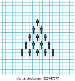 People pyramid vector illustration. Team and leader on top of pyramid.