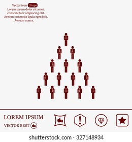 People pyramid vector illustration. Team and leader on top of pyramid.