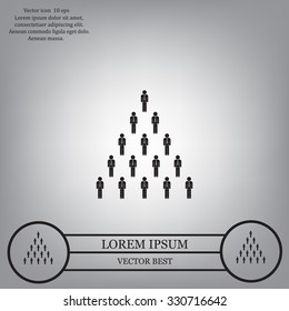 People pyramid vector illustration. Team and leader on top of pyramid.