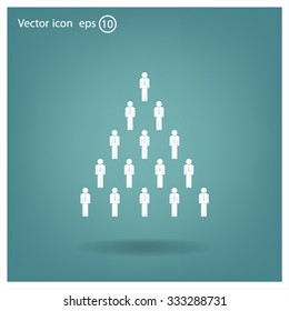 People pyramid vector illustration. Team and leader on top of pyramid.