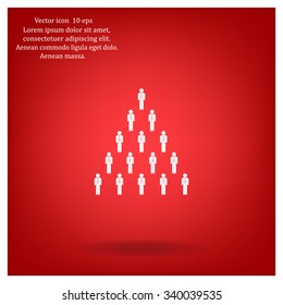 People pyramid vector illustration. Team and leader on top of pyramid.
