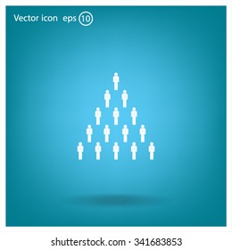 People pyramid vector illustration. Team and leader on top of pyramid.