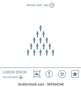 People pyramid vector illustration. Team and leader on top of pyramid.