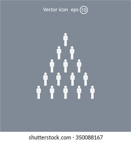 People pyramid vector illustration. Team and leader on top of pyramid.