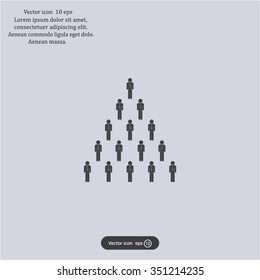 People pyramid vector illustration. Team and leader on top of pyramid.