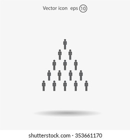 People pyramid vector illustration. Team and leader on top of pyramid.