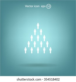 People pyramid vector illustration. Team and leader on top of pyramid.