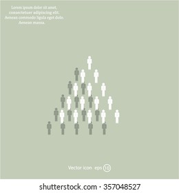 People pyramid vector illustration. Team and leader on top of pyramid.