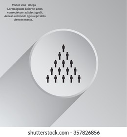 People pyramid vector illustration. Team and leader on top of pyramid.