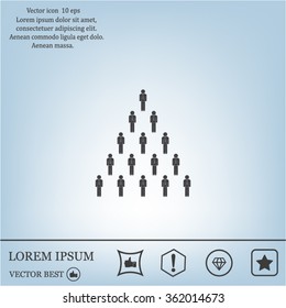 People pyramid vector illustration. Team and leader on top of pyramid.