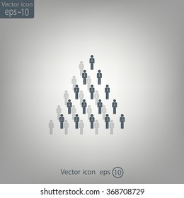 People pyramid vector illustration. Team and leader on top of pyramid.