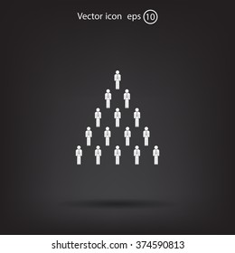 People pyramid vector illustration. Team and leader on top of pyramid.
