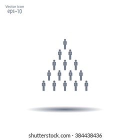 People pyramid vector illustration. Team and leader on top of pyramid.