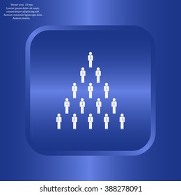 People pyramid vector illustration. Team and leader on top of pyramid.