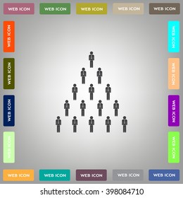 People pyramid vector illustration. Team and leader on top of pyramid.