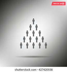 People pyramid vector illustration. Team and leader on top of pyramid.