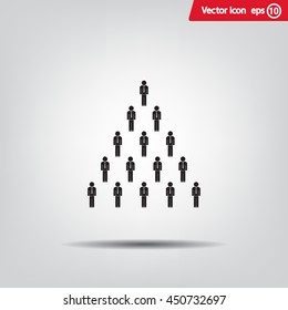 People pyramid vector illustration. Team and leader on top of pyramid.