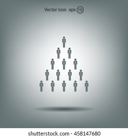 People pyramid vector illustration. Team and leader on top of pyramid.