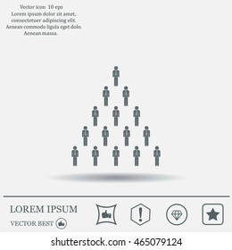 People pyramid vector illustration. Team and leader on top of pyramid.