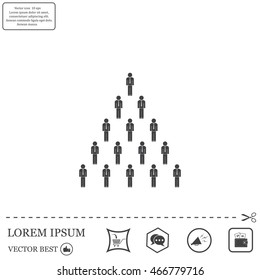 People pyramid vector illustration. Team and leader on top of pyramid.