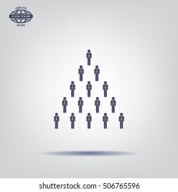 People pyramid vector illustration. Team and leader on top of pyramid.