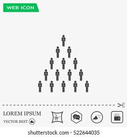 People pyramid vector illustration. Team and leader on top of pyramid.
