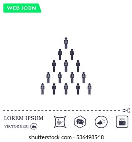 People pyramid vector illustration. Team and leader on top of pyramid.