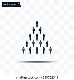 People pyramid vector illustration. Team and leader on top of pyramid.