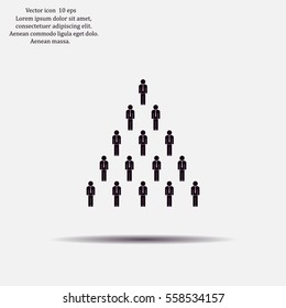 People pyramid vector illustration. Team and leader on top of pyramid.