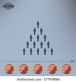 People pyramid vector illustration. Team and leader on top of pyramid.