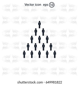 People pyramid vector illustration. Team and leader on top of pyramid.
