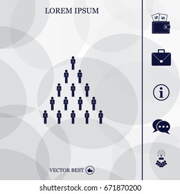 People pyramid vector illustration. Team and leader on top of pyramid.