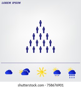 People pyramid vector illustration. Team and leader on top of pyramid.