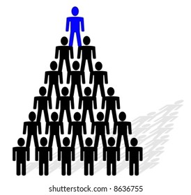 People pyramid vector illustration. Team and leader on top of pyramid.