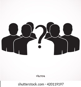 people question mark, business leader in team illustration design on white. 