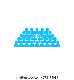 People question mark, business leader in team icon flat. Blue pictogram on white background. Vector illustration symbol