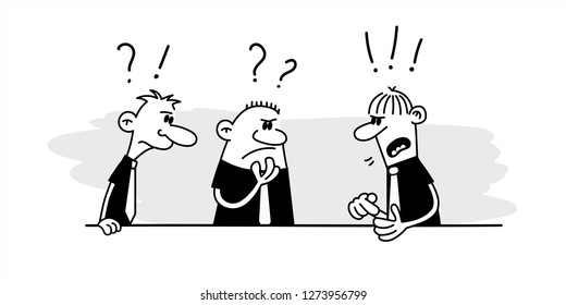 People with question mark and exclamation point. Concept image for several business ideas
