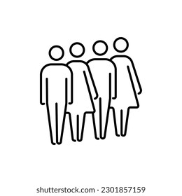 People queue line icon, outline vector sign, linear style pictogram isolated on white. Symbol, logo illustration. Editable stroke. Pixel perfect