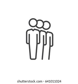 People Queue Line Icon, Outline Vector Sign, Linear Style Pictogram Isolated On White. Symbol, Logo Illustration. Editable Stroke. Pixel Perfect